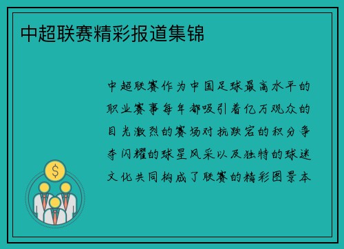 中超联赛精彩报道集锦